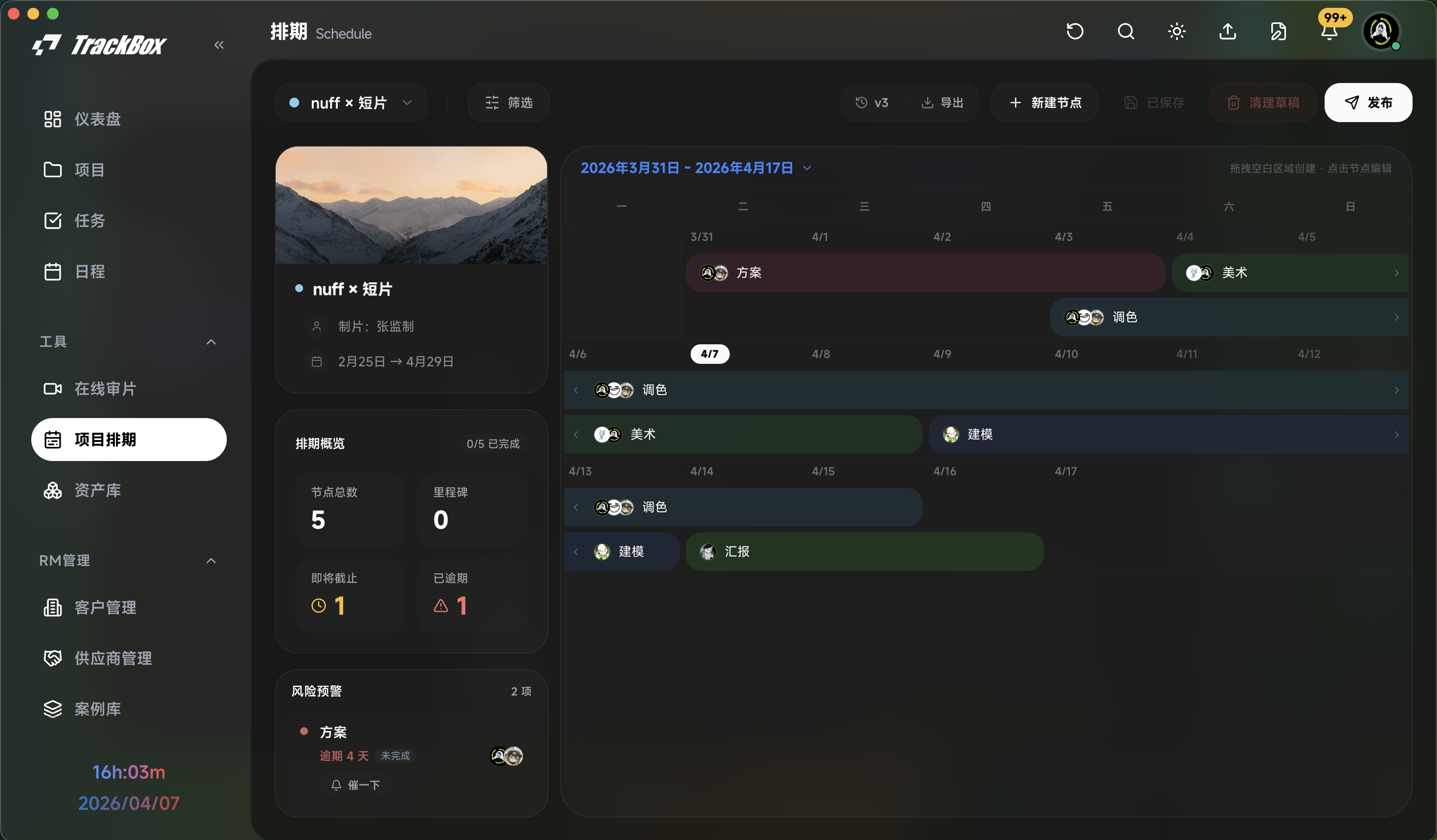 与排期和任务的关系演示图